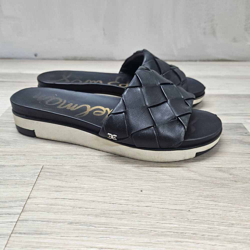 Sam Edelman Adaley Black Slide Sandals Womens Size 8 Leather Casual